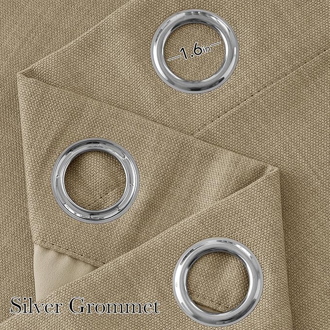 NICETOWN Short Faux Linen Oatmeal Blackout Curtains 63 inches Long - Image 2
