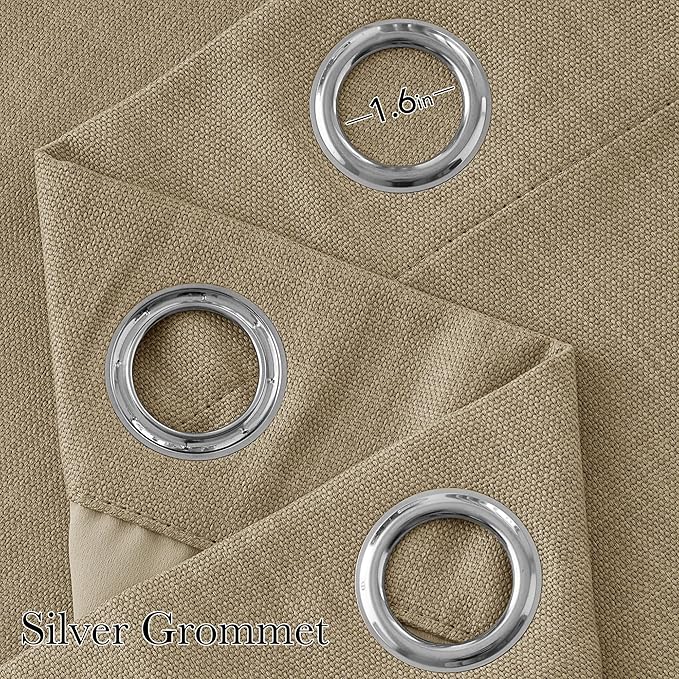 NICETOWN Faux Linen Oatmeal Blackout Curtains 84 inches Long - Image 2