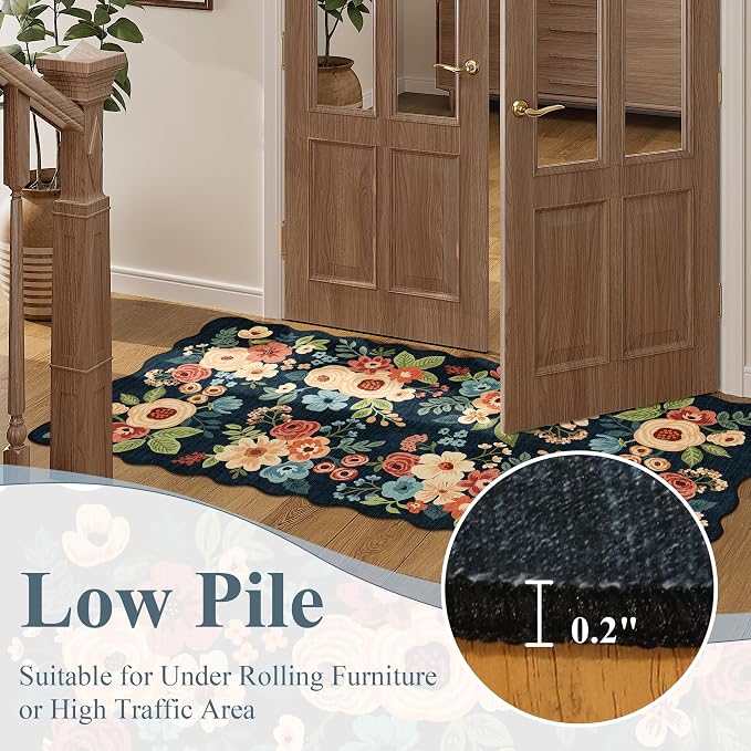DUKINO 2.6x8 Runner Rug, Floral Washable Kitchens Rugs Non Slip, Stain Resistant - Image 9