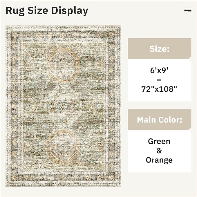 6x9 Area Rug for Living Room Washable 6x9 Non-Slip Modern Rugs for Bedroom - Image 5
