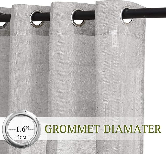 NICETOWN Patio Curtain for Sliding Door W100 x L84, Extra Wide Grommet Linen - Image 2