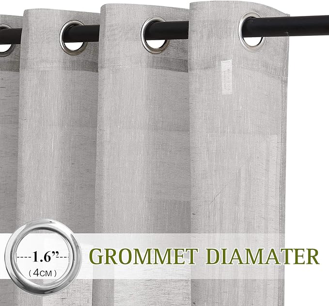 NICETOWN Grommet Sheer Curtains Natural Linen Blend Texture, Privacy - Image 2