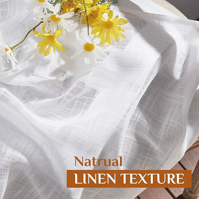 NICETOWN White Sheer Bathroom Curtains Window Treatments, Rod Pocket & Back Tab - Image 4
