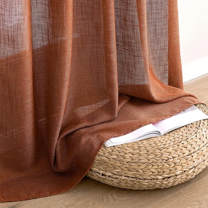 MIULEE Burnt Orange Linen Curtains 84 Inch Length - Image 7