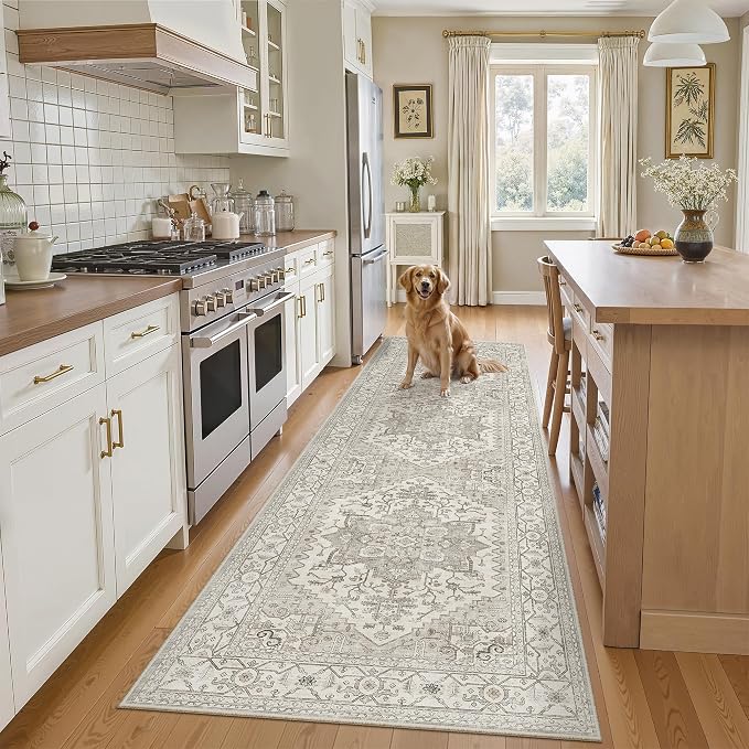 Madane Runner Rug 2'6''x8' Kitchen Runners, Printed Vintage Washable Hallway by Madane