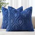 decorUhome Throw Pillow Covers 16x16 Inch Set of 2, Soft Plush Faux Wool Dark by decorUhome