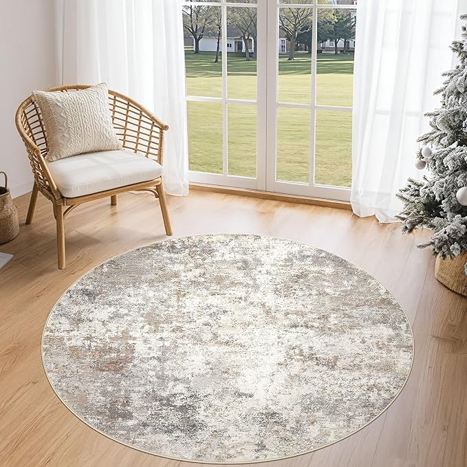 UERMEI 4ft Round Area Rug Living Room Rugs by UERMEI