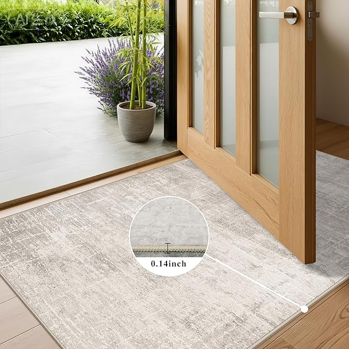Washable 2x6 Thin Runner Rug: Abstract Soft Entryway Doormat Water-Resistan - Image 3