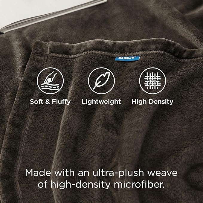 Bedsure GentleSoft Fleece Throw Blanket Brown - Image 3