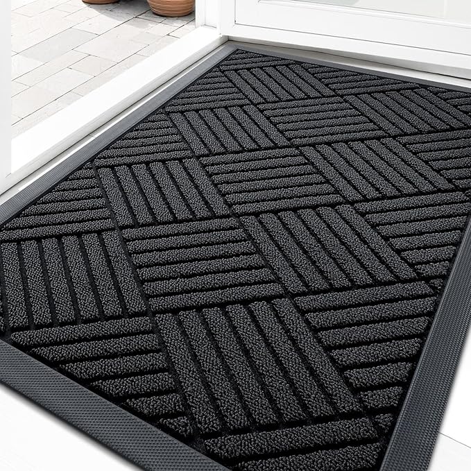 OLANLY Front Door Mat Outside Entrance 33x21, Heavy Duty Sturdy Natural Rubber by OLANLY