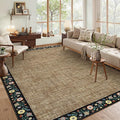 GarveeHome Washable Living Room Rug 9x12 Floral Bordered Area Rugs Soft Thin by GarveeHome