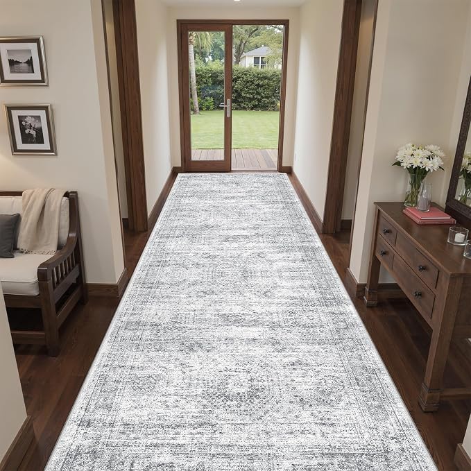 4x12 Runner Rug for Hallway, Low-Pile Wide Runner for Entryway, Long Washable - Image 5