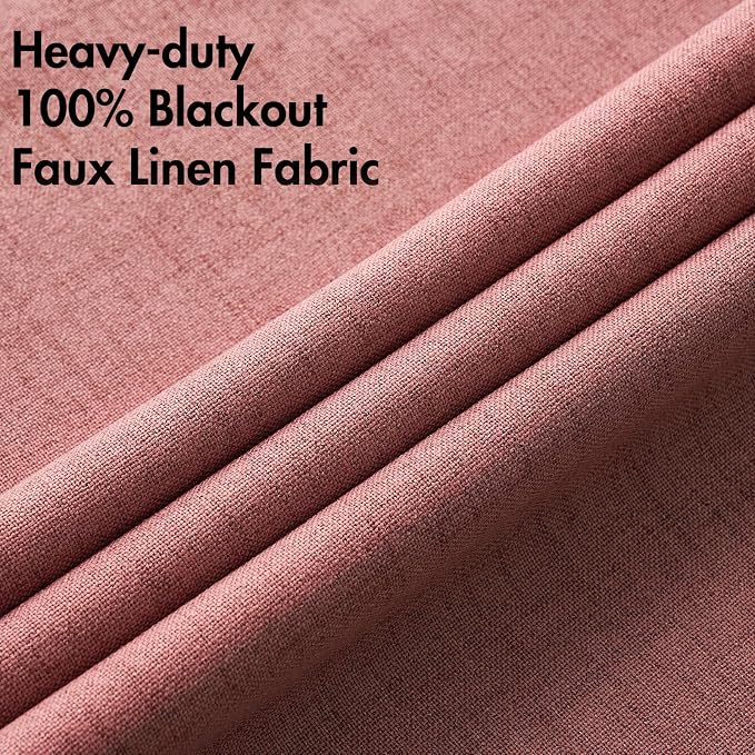 MIULEE 100% Blackout Linen Textured Curtains - Image 5