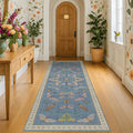 Blue Boho Hallway Runner Rug 2x8, Washable Non Slip Rug by HazoHaus