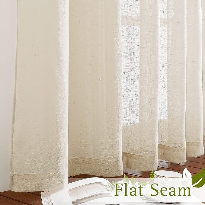 NICETOWN Sliding Door Curtains 100 Inch Extra Wide, Grommet Semi Sheer Linen - Image 6