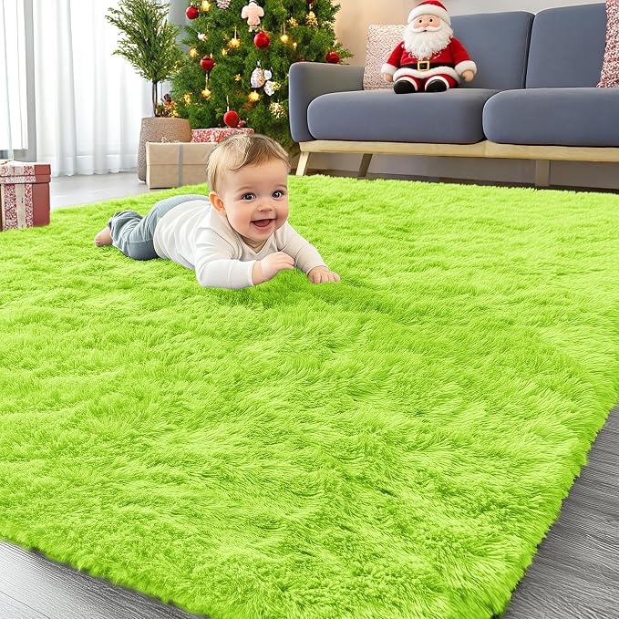 OLANLY Area Rugs for Living Room Bedroom, Machine Washable 4x5.9 ft Soft Fluffy by OLANLY
