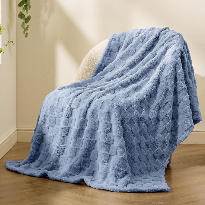 Bedsure GentleSoft Ashley Blue Throw Blanket - Image 8