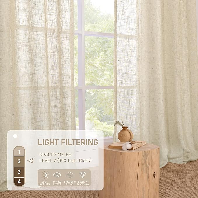 LAMIT 54 Inch Length Linen Curtains - Image 4