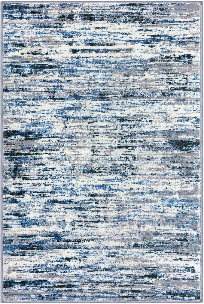 Lansny Modern Abstract Entryway Rug Indoor 2x3 Washable Rug Non-Slip Soft Small - Image 9