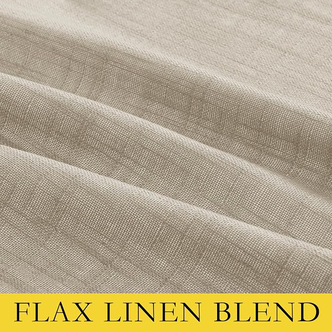 NICETOWN Taupe 100% Blackout Linen Curtains 102 inch Long Burg, Farmhouse Thick - Image 8