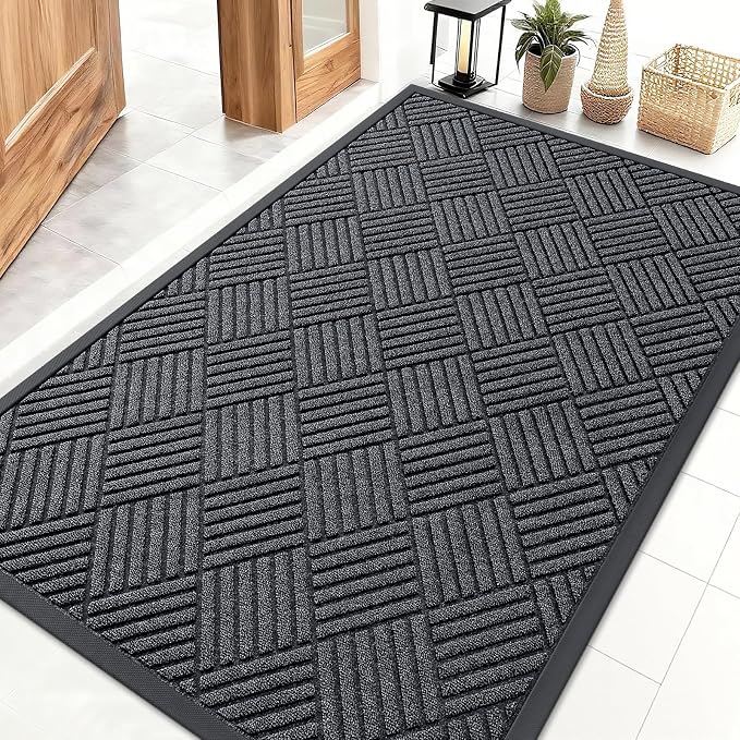 OLANLY Front Door Mat Outside Entrance 47x32, Heavy Duty Sturdy Natural Rubber by OLANLY