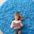 OLANLY Bright Blue Round Rugs for Bedroom by OLANLY