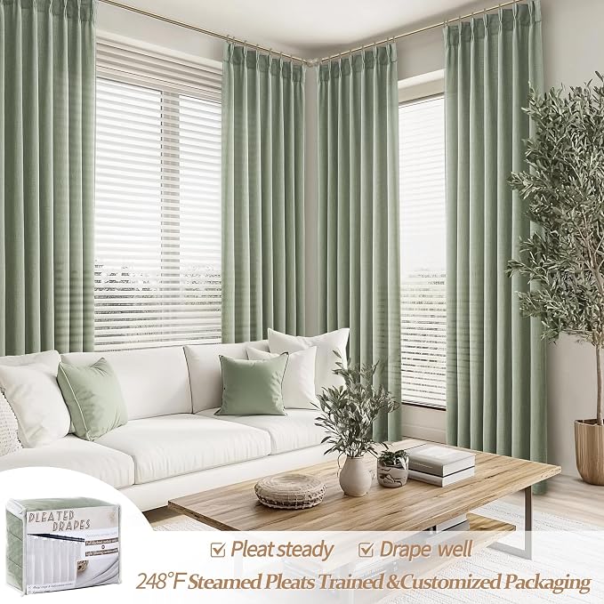 Sage Green Light Filtering Viral Sheer Curtains 90 Inches Long - Image 2