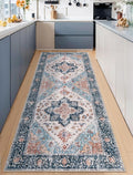 SERISSA Boho Washable Runner Rug, 2x6 Rug Non-Slip Vintage Blue Orange Hallway by SERISSAHomeDecorCollection