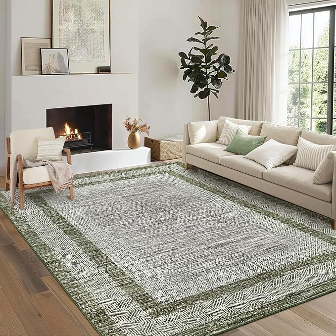 GarveeHome 10x13 Large Washable Geometric Area Rug Non Slip Non Shedding Floor by GarveeHome