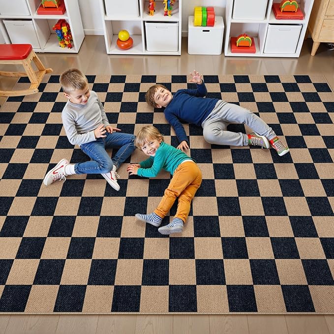 Lahome Colette Checkered Easy Jute Rug, 9x12 Area Rug - Image 3