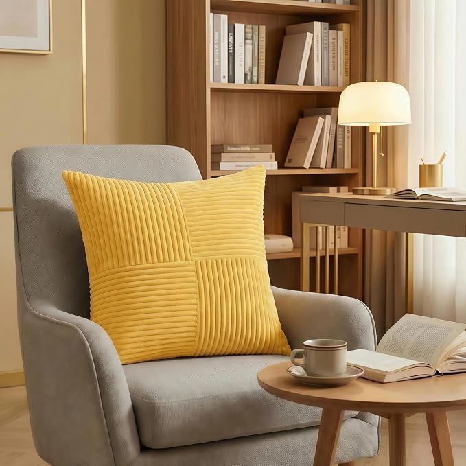 Fancy Homi 2 Packs Yellow Decorative Throw Pillow Covers 18x18 Inch - Image 6
