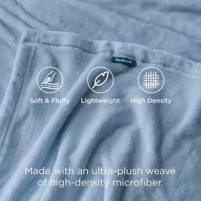 Bedsure Fleece Throw Blanket for Couch Light Blue - Image 4