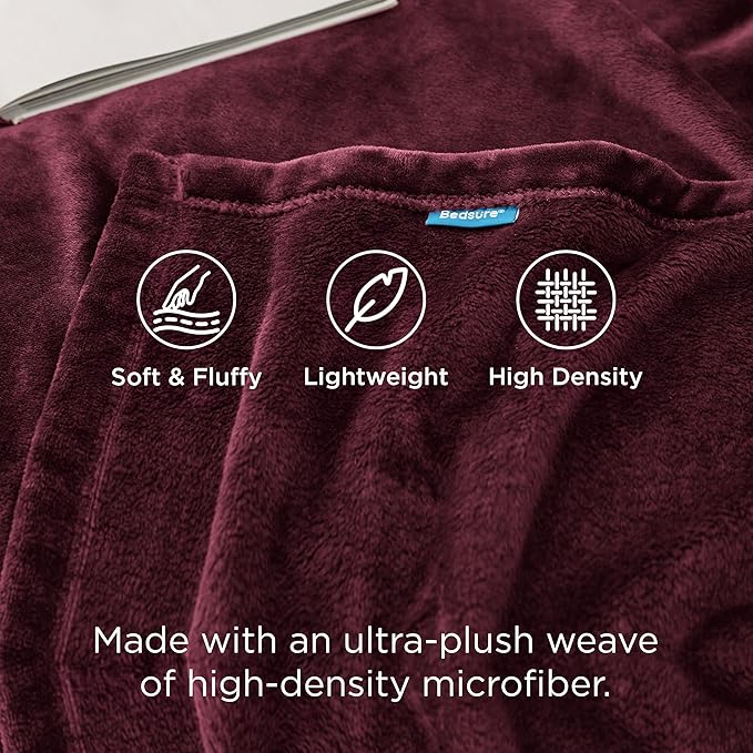 Bedsure GentleSoft Burgundy Red Fleece Blanket King Size - Image 3