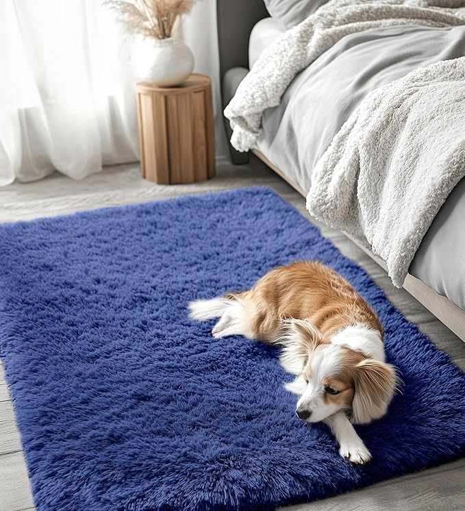 OLANLY 4x5 Machine Washable Accent Rug, Soft Fluffy Shaggy Area Rug - Image 3