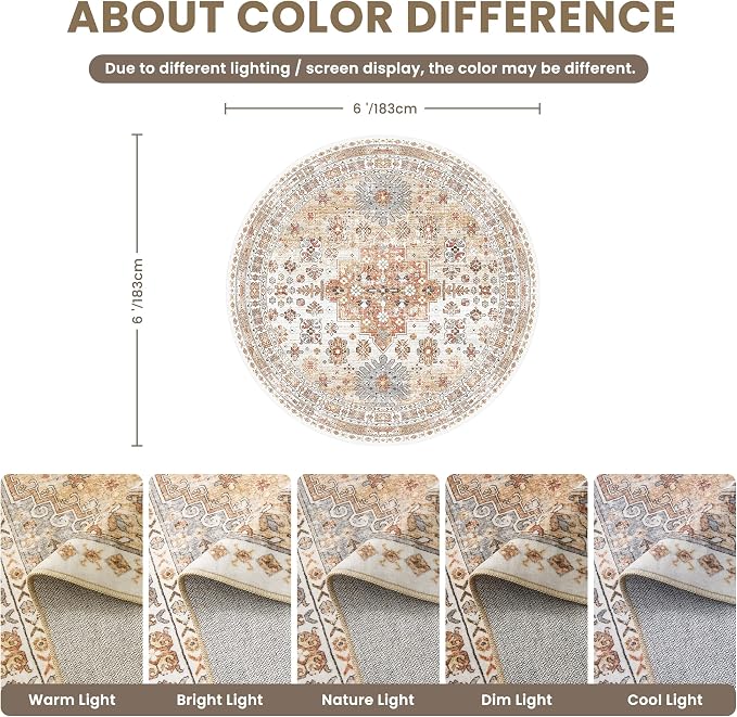 zesthome Washable Round Area Rugs - Image 2