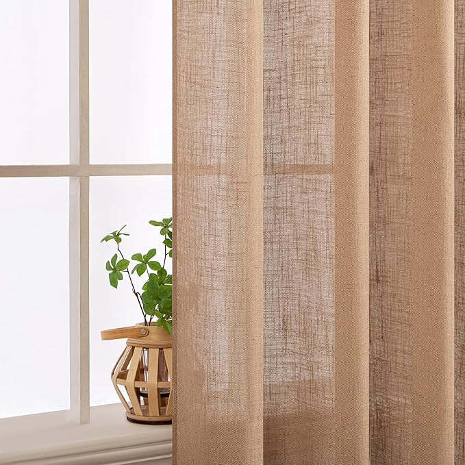 MIULEE Brown Linen Curtains 84 Inch Length - Image 5