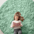 OLANLY Mint Green Round Rugs for Bedroom by OLANLY