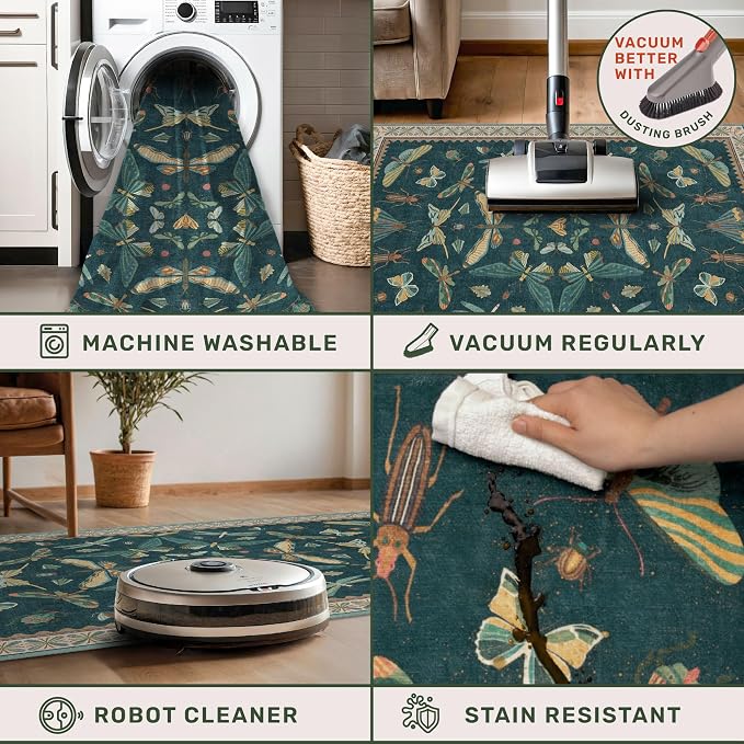 Hazo Haus Insect Teal Green 5x7 Area Rug - Image 4