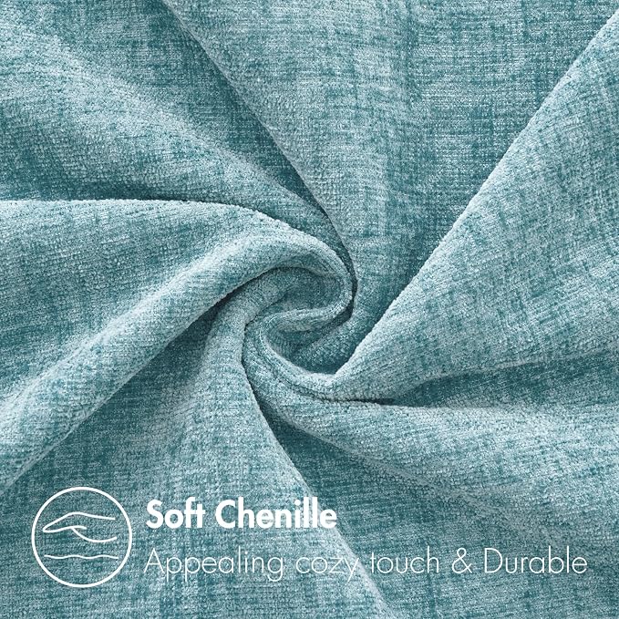 MIULEE Pack of 2 Smoke Blue Throw Pillow Covers 16x16 Inch Soft Chenille Pillow - Image 2