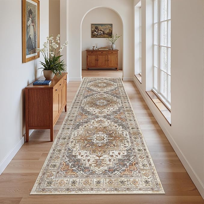 Madane Runner Rug 2'6''x8' Kitchen Runner, Hallway Runner Printed Vintage - Image 2