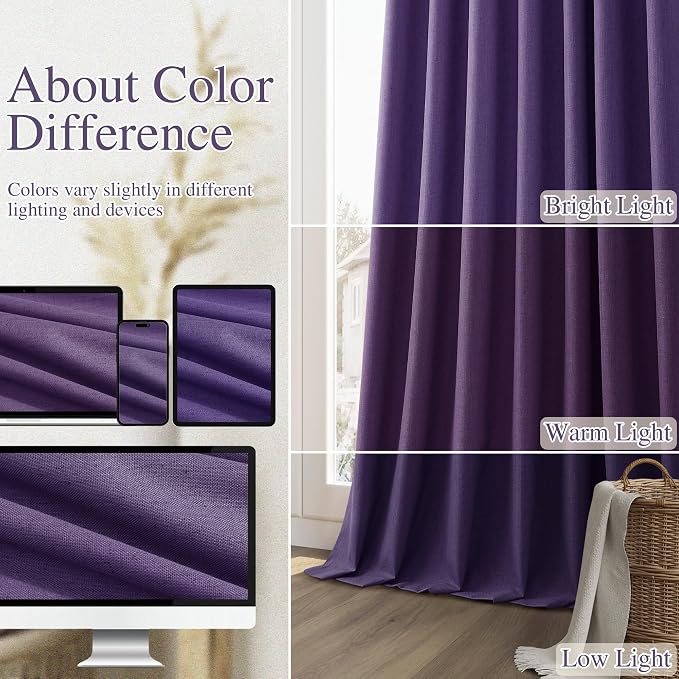 Guken 100% Blackout Curtains 108 Inch Length 2 Panels Set - Image 7