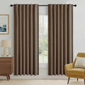 RYB HOME Coffee 100% Blackout Linen Curtains 72 inch Long, Thermal Insulated & by RYBHOME