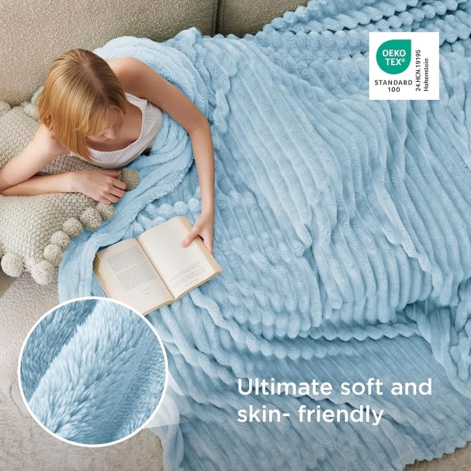 Bedsure GentleSoft Blue California King Size Blanket - Image 4