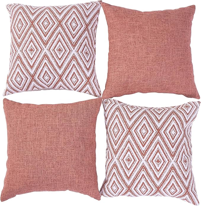 HPUK Decorative Throw Pillow Covers Set of 4 Geometric Design Linen Cushion - Image 2