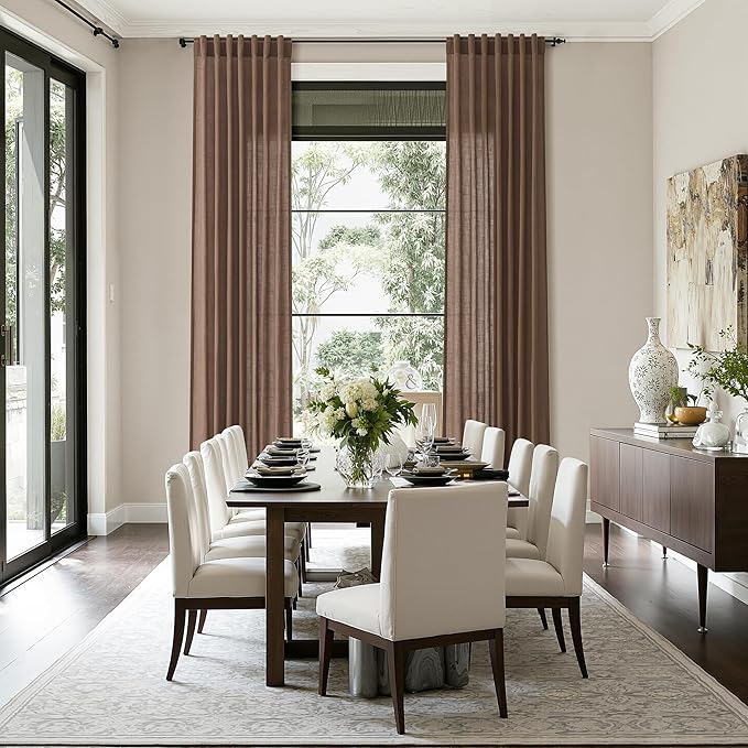 Nanspring Caramel Brown Linen Curtains - Image 8
