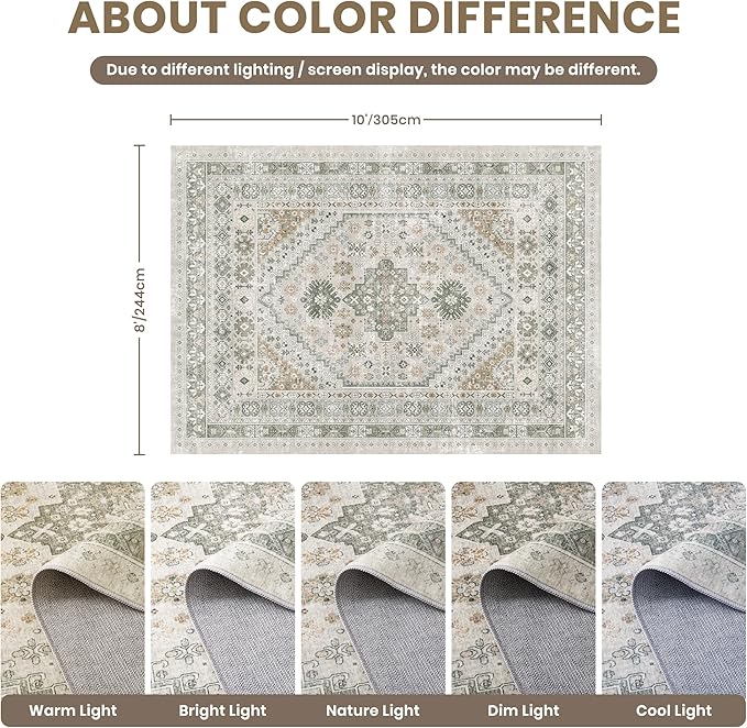 zesthome 8x10 Area Rugs for Living Room, Non-Slip Backing Washable Rugs - Image 2
