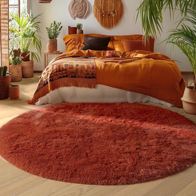 Amdrebio Terracotta Rust Round Circle Rug 6Ft - Image 5
