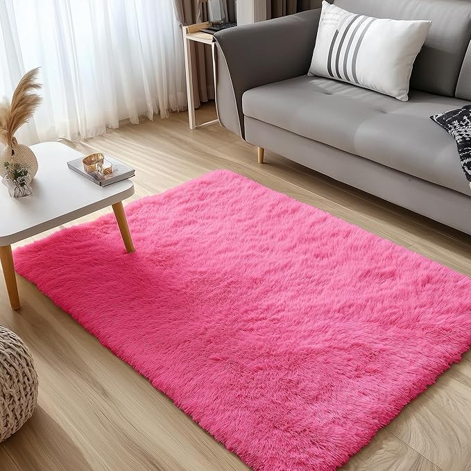 OLANLY 3x5 Machine Washable Small Bedside Rug, Soft Fluffy Shaggy Rugs - Image 3
