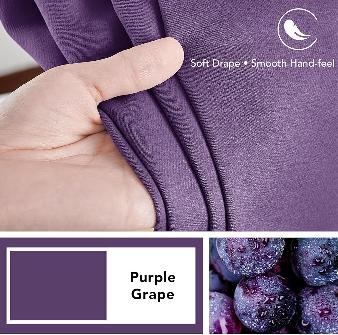 Deconovo Blackout Curtains, Thermal Insulated, W42 x L72 2 Panels, Back Tab - Image 7