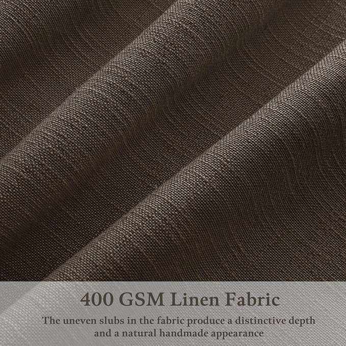 Thick Linen Pinch Pleated Light Filtering Privacy Dark Brown Curtains 50x80 | - Image 3